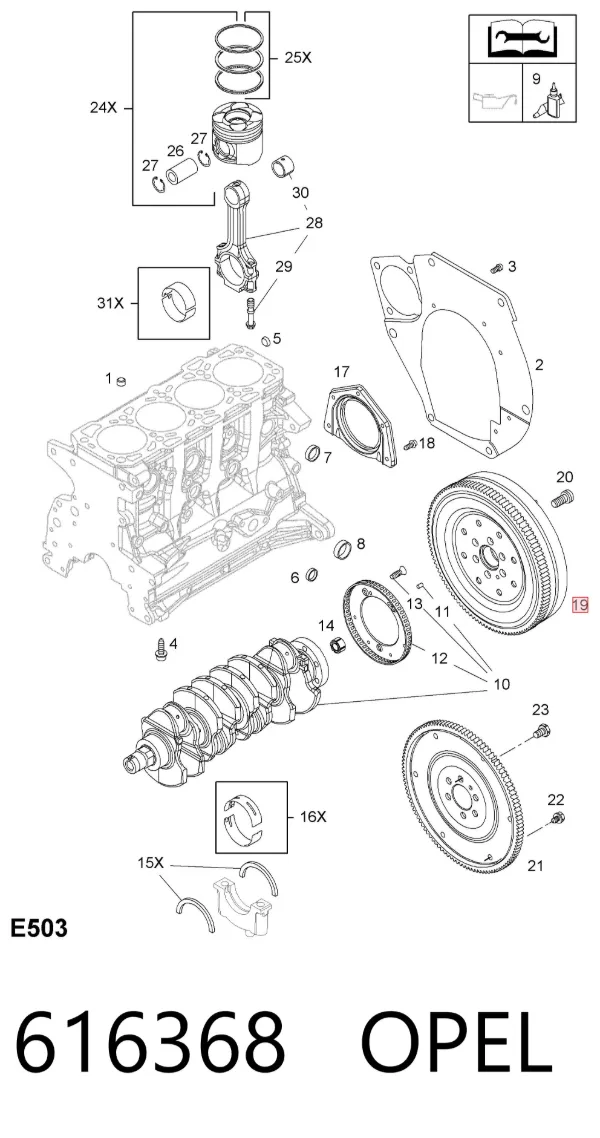 Volante motor 616368 Opel