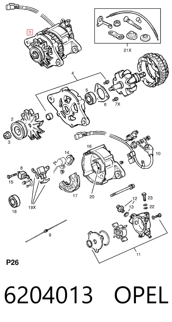 Alternador 6204013 Opel