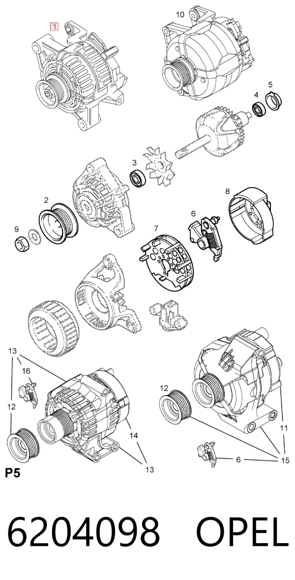 Alternador 6204098 Opel
