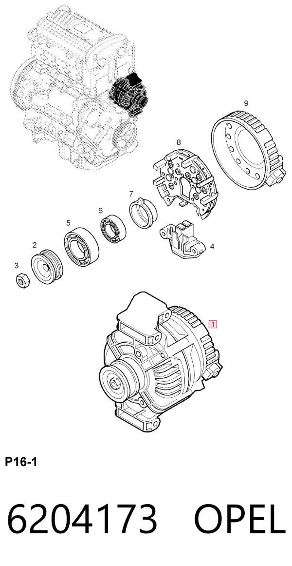 Alternador 6204173 Opel
