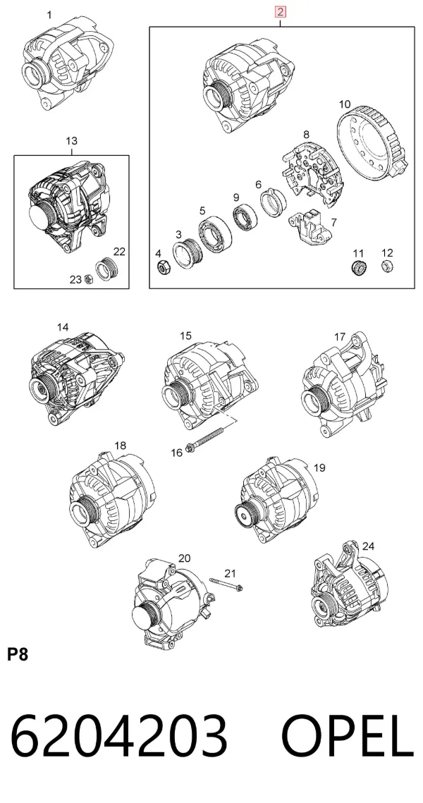 Alternador 6204203 Opel