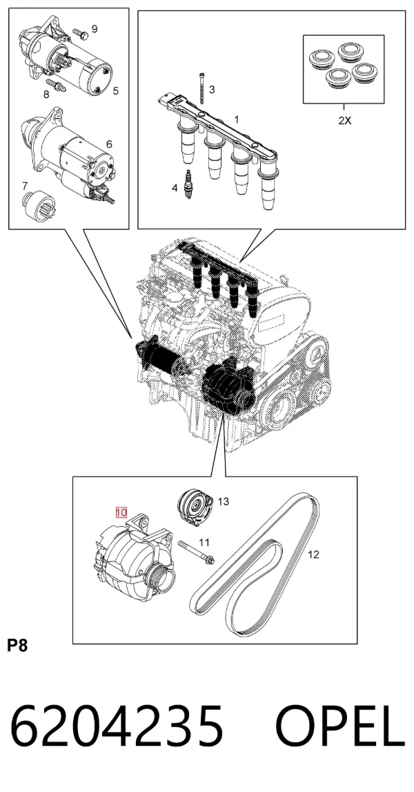 Alternador 6204235 Opel
