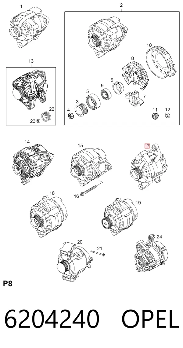 Alternador 6204240 Opel