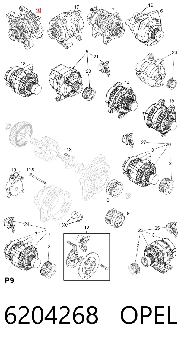 Alternador 6204268 Opel
