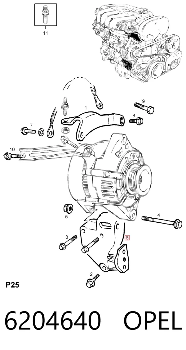Soporte del alternador Opel Meriva A