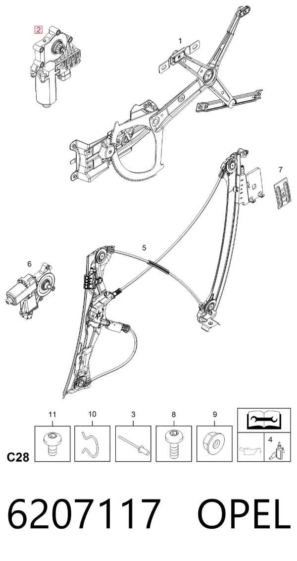 Motor del elevalunas eléctrico 6207117 Opel