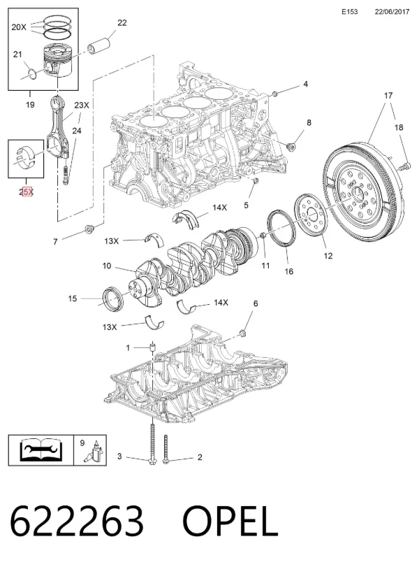Cojinetes de biela 622263 Opel