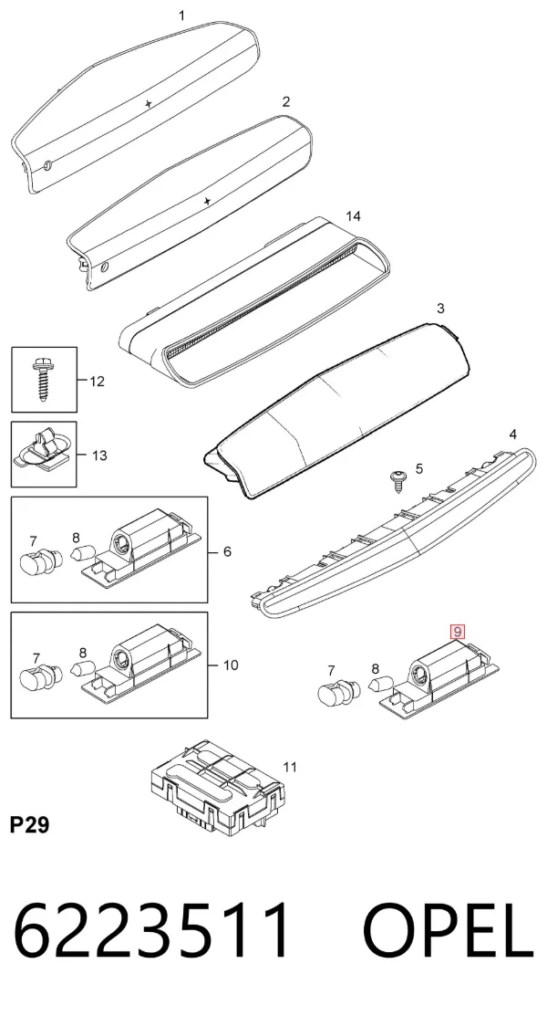 Luz matricula 6223511 Opel
