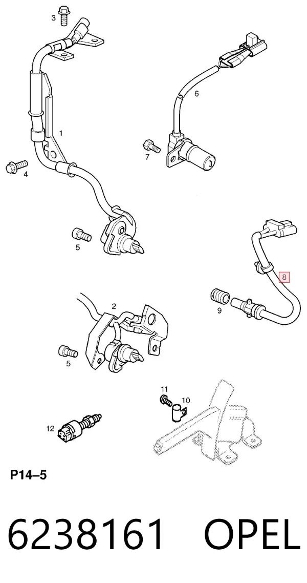 Sensor de árbol de levas 6238161 Opel