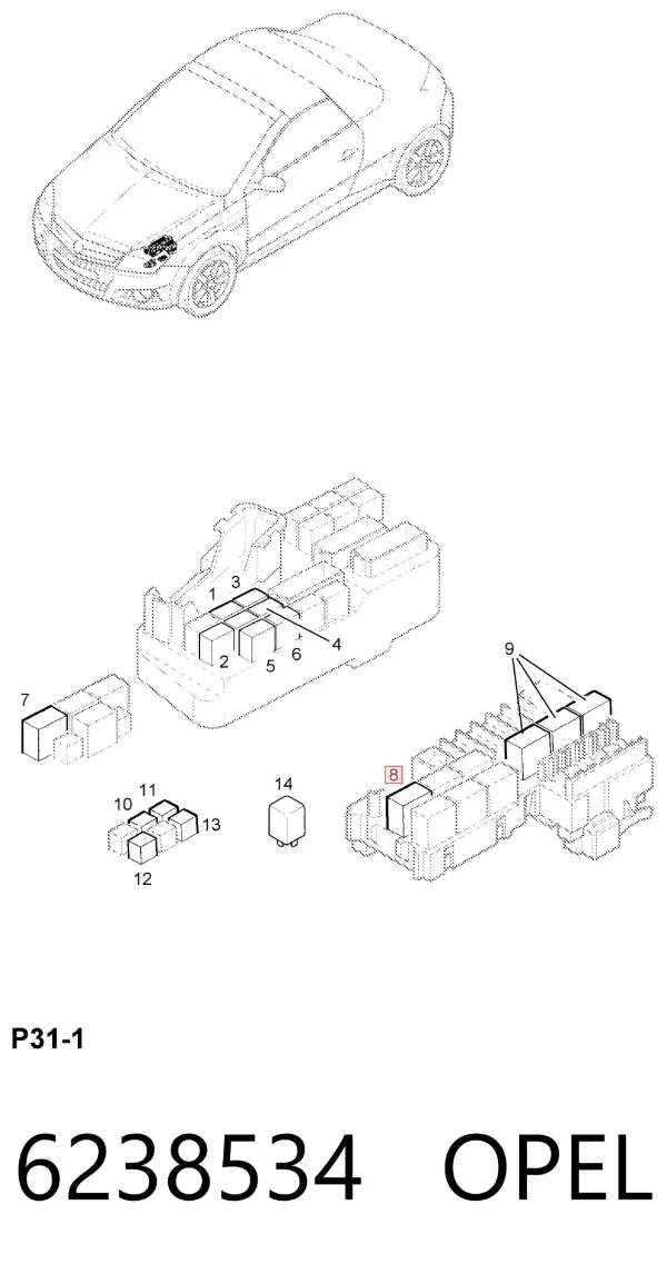 Relé de bomba eléctrica de combustible 6238534 Opel