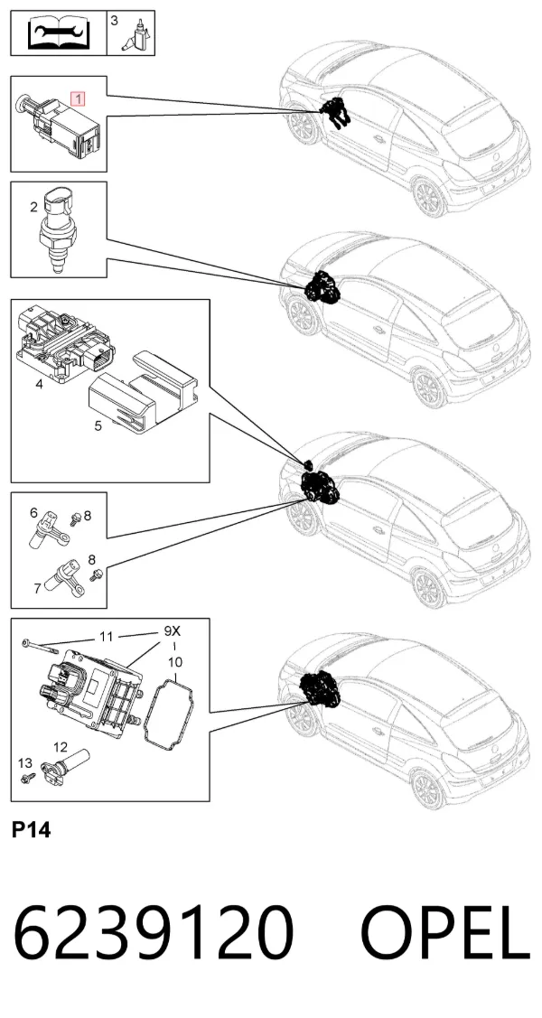 Interruptor de embrague 6239120 Opel