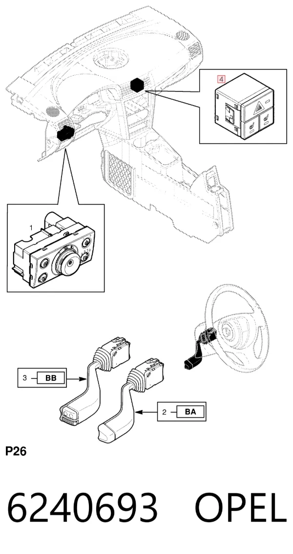 Boton de luz de emergencía 6240693 Opel