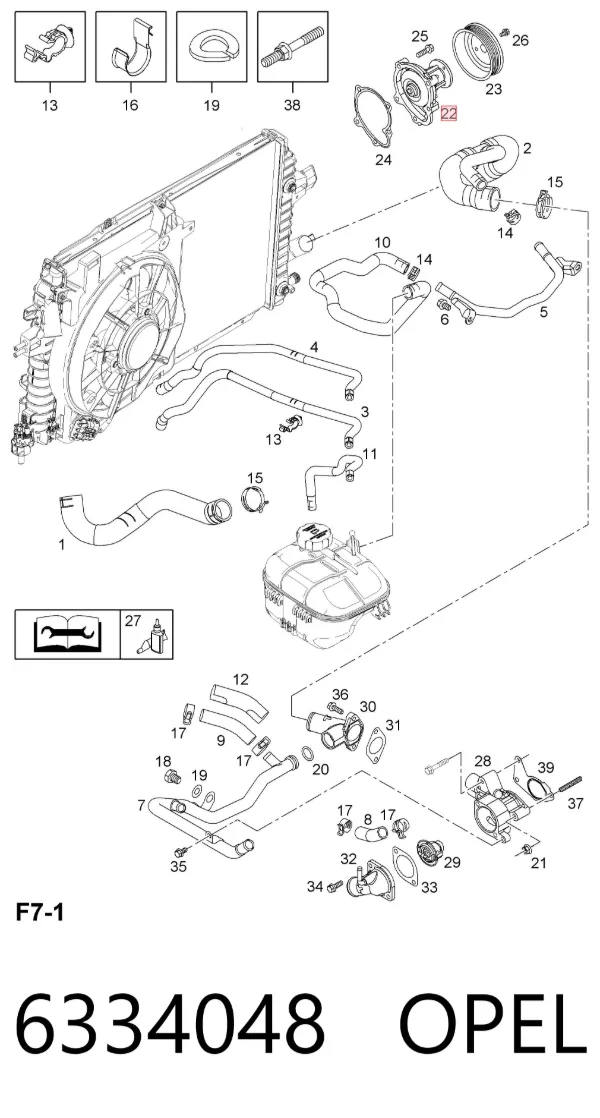 Bomba de agua 6334048 Opel