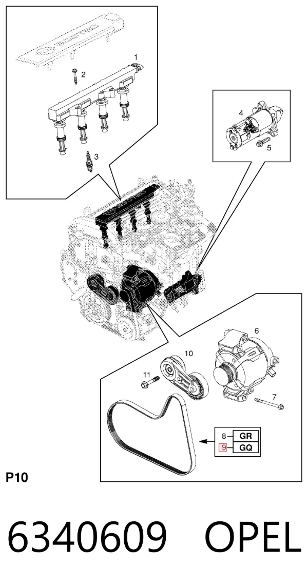 Correa de alternador 6340609 Opel