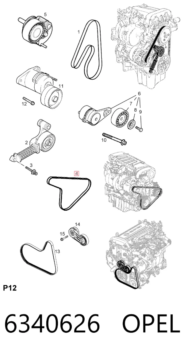 Correa de alternador 6340626 Opel