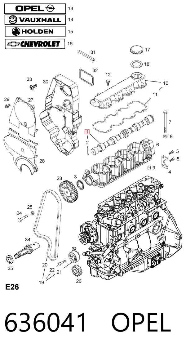 Árboles de levas 636041 Opel