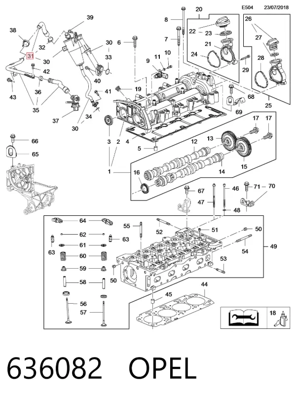 Tubo de ventilación del cárter 636082 Opel