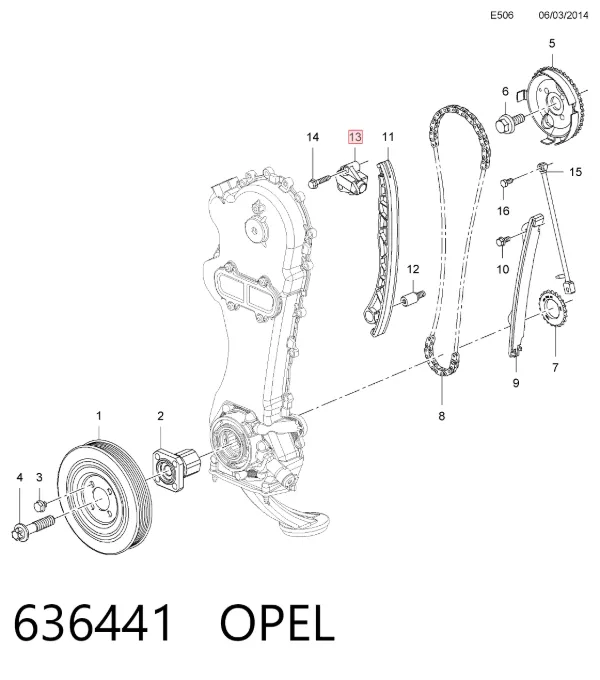 Tensor de cadena de distribución 636441 Opel