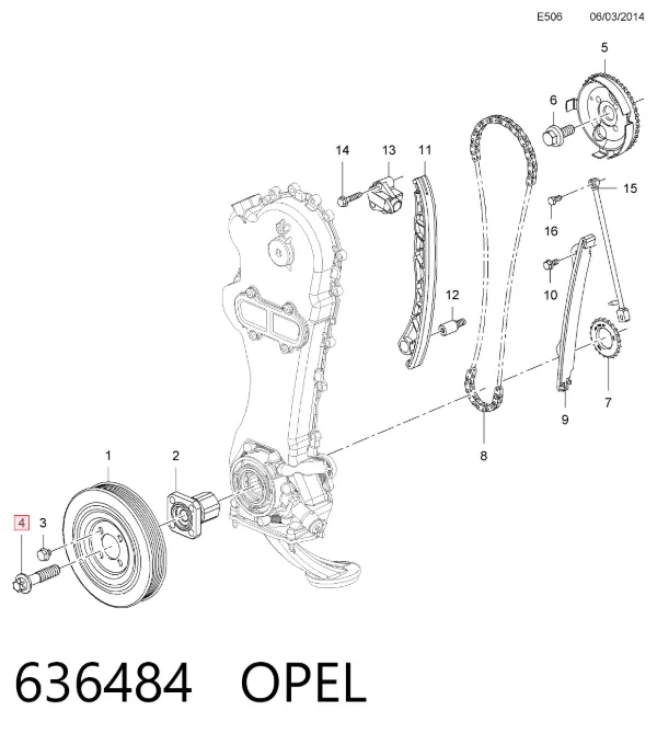 Perno de volante de inercia 636484 Opel