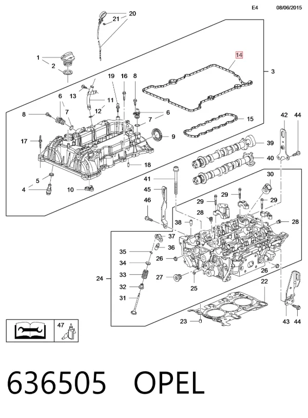 Juego de juntas de tapa de balancines 636505 Opel