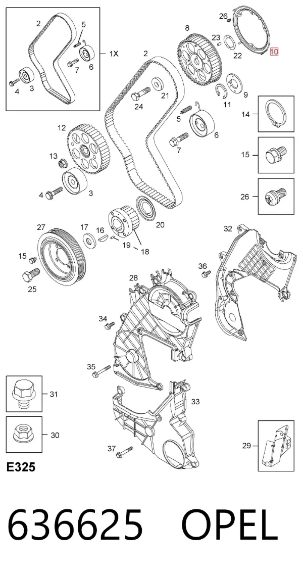 Brida del cigüeñal 636625 Opel