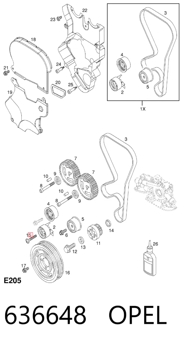 Soporte del tensor de la correa de distribución 636648 Opel