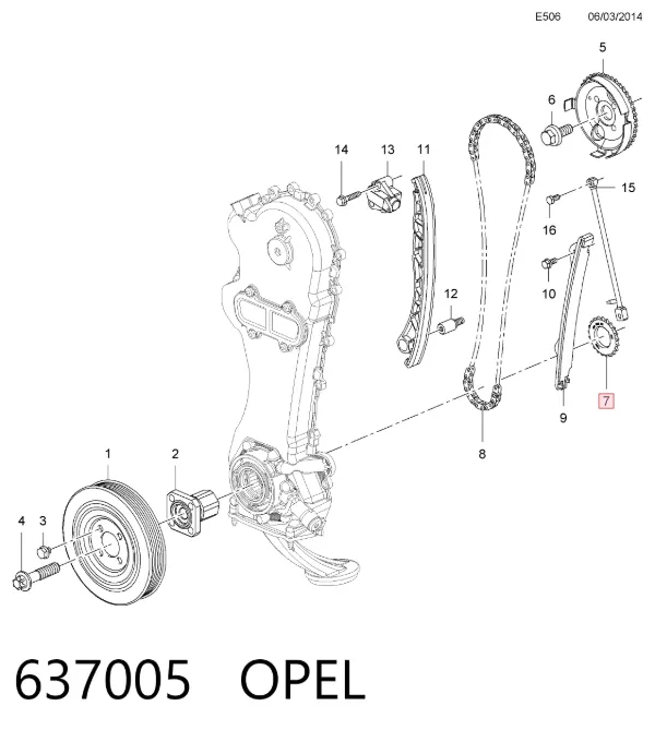 Piñón del cigüeñal 637005 Opel