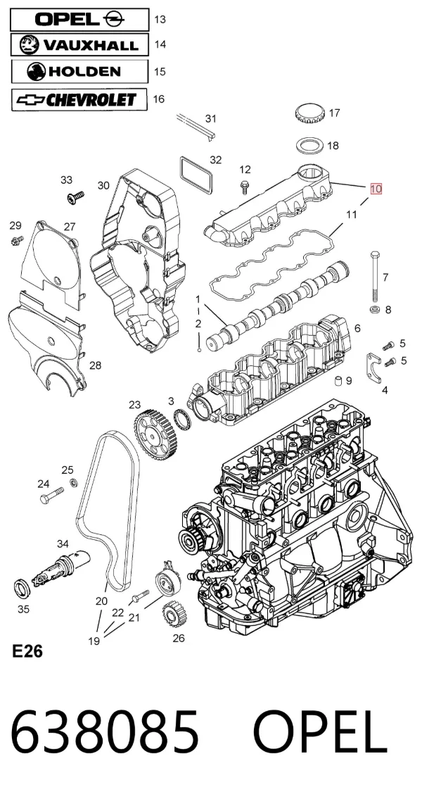 Tapa de balancines 638085 Opel