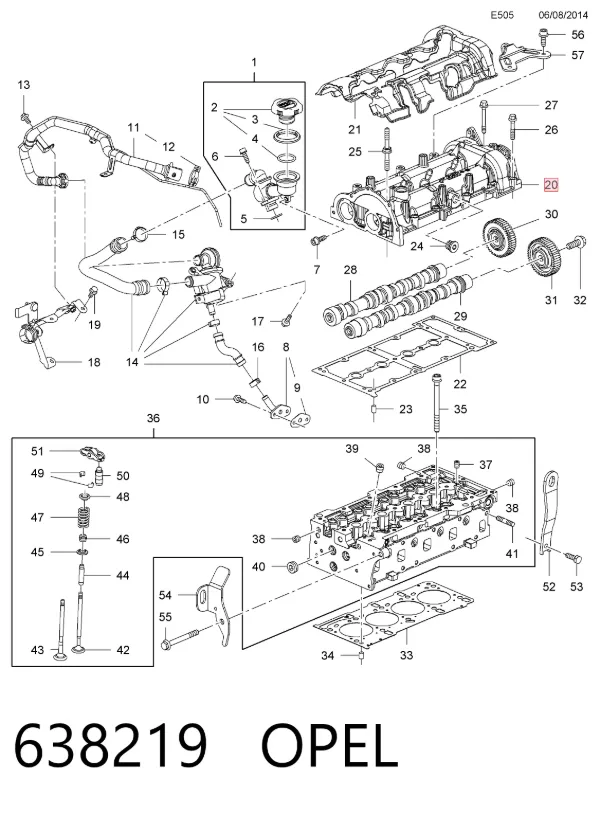 Tapa de balancines 638219 Opel