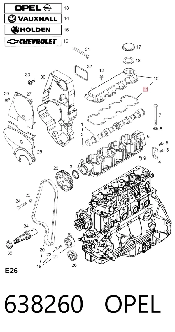 Junta tapa de balancines 638260 Opel