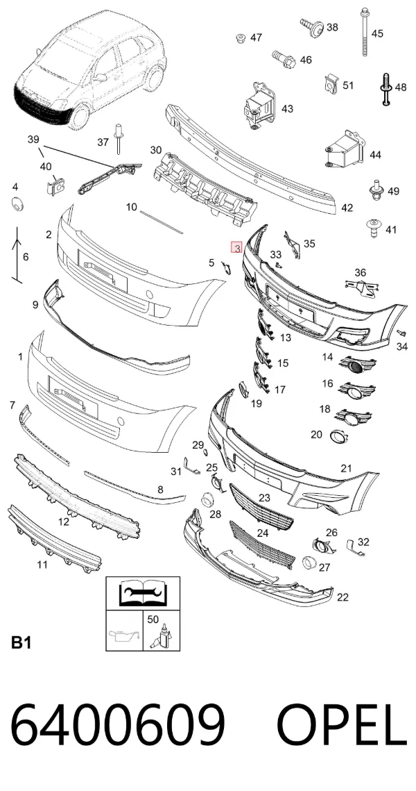 Paragolpes 6400609 Opel