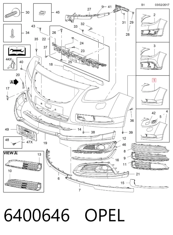 Paragolpes 6400646 Opel