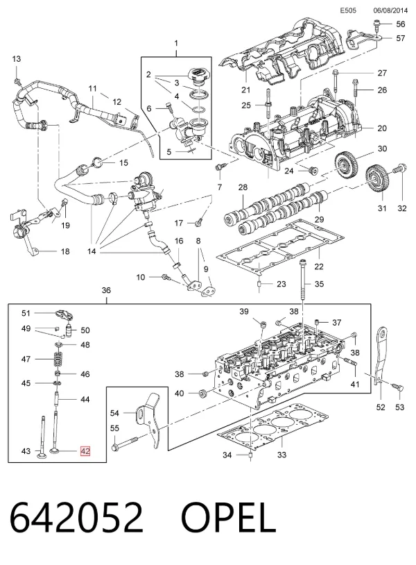 Válvulas de admisión 642052 Opel