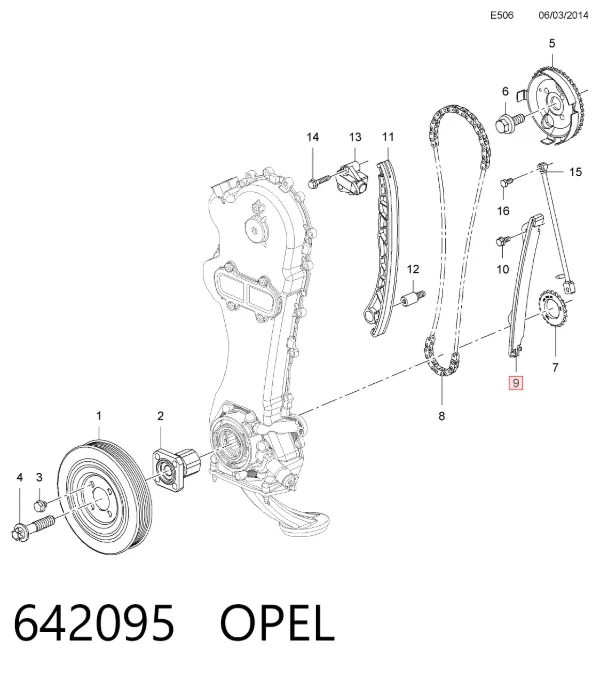 Guía de cadena de distribución 642095 Opel