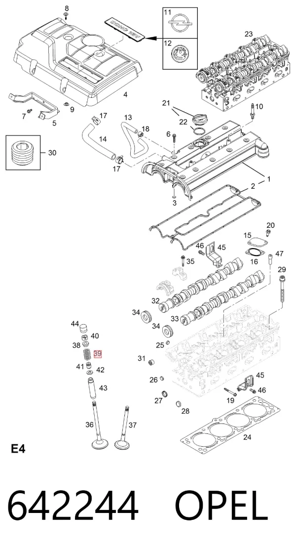 Muelle de válvula 642244 Opel