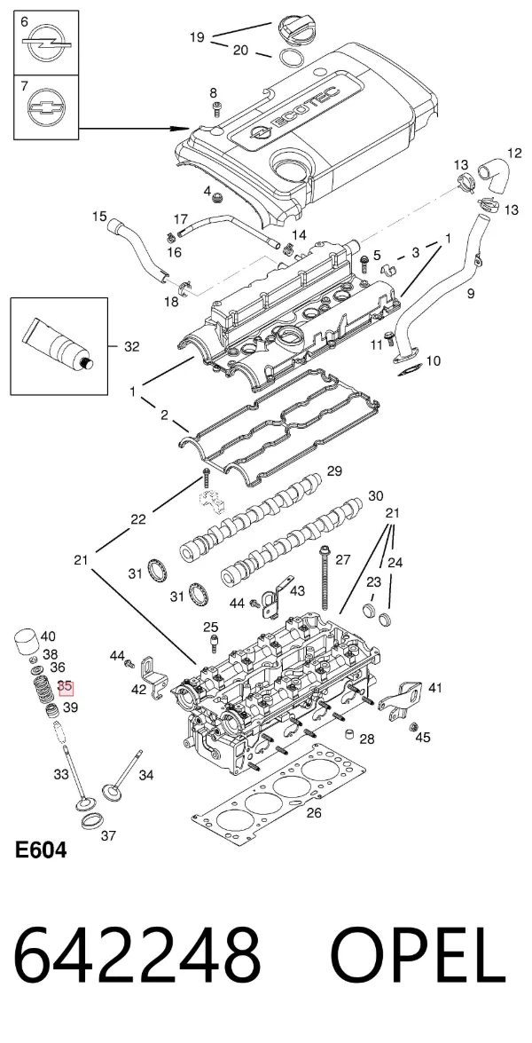 Muelle de válvula 642248 Opel