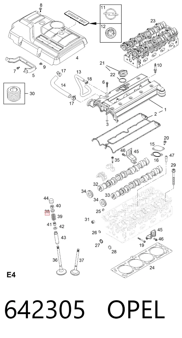 Platillo de resorte de válvula 642305 Opel