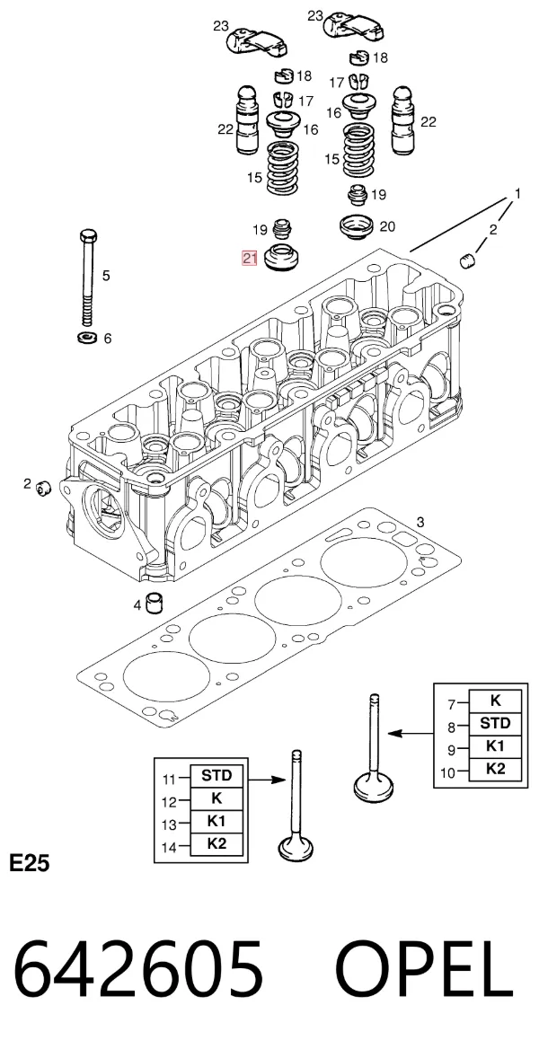 Platillo de resorte de válvula 642605 Opel