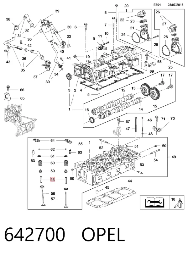 Guía de válvula 642700 Opel