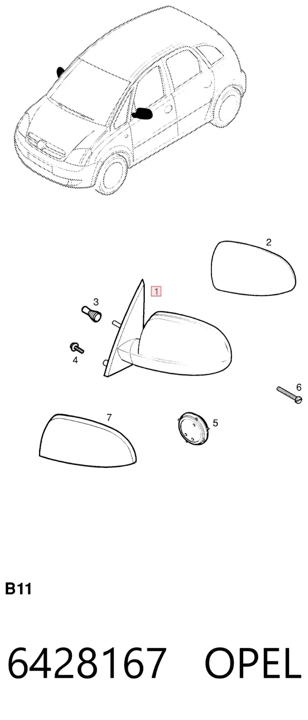 Espejo de retrovisor izquierdo 6428167 Opel