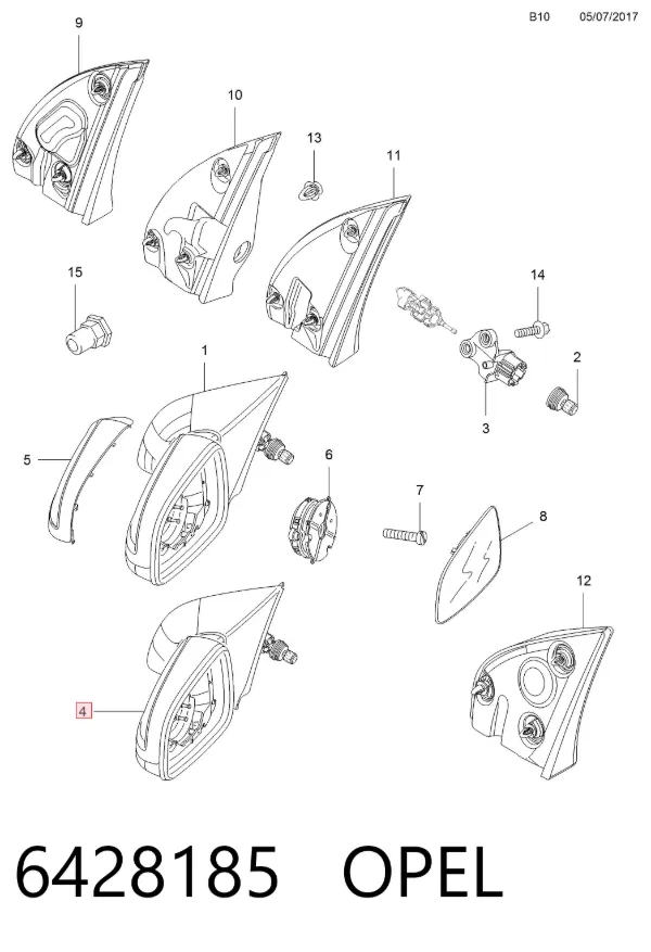 Espejo de retrovisor izquierdo 6428185 Opel