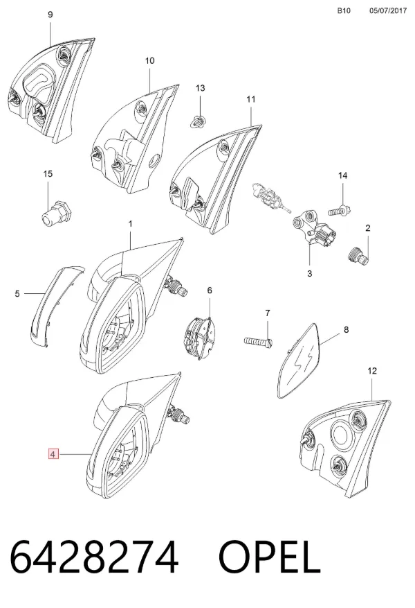 Espejo de retrovisor izquierdo 6428274 Opel