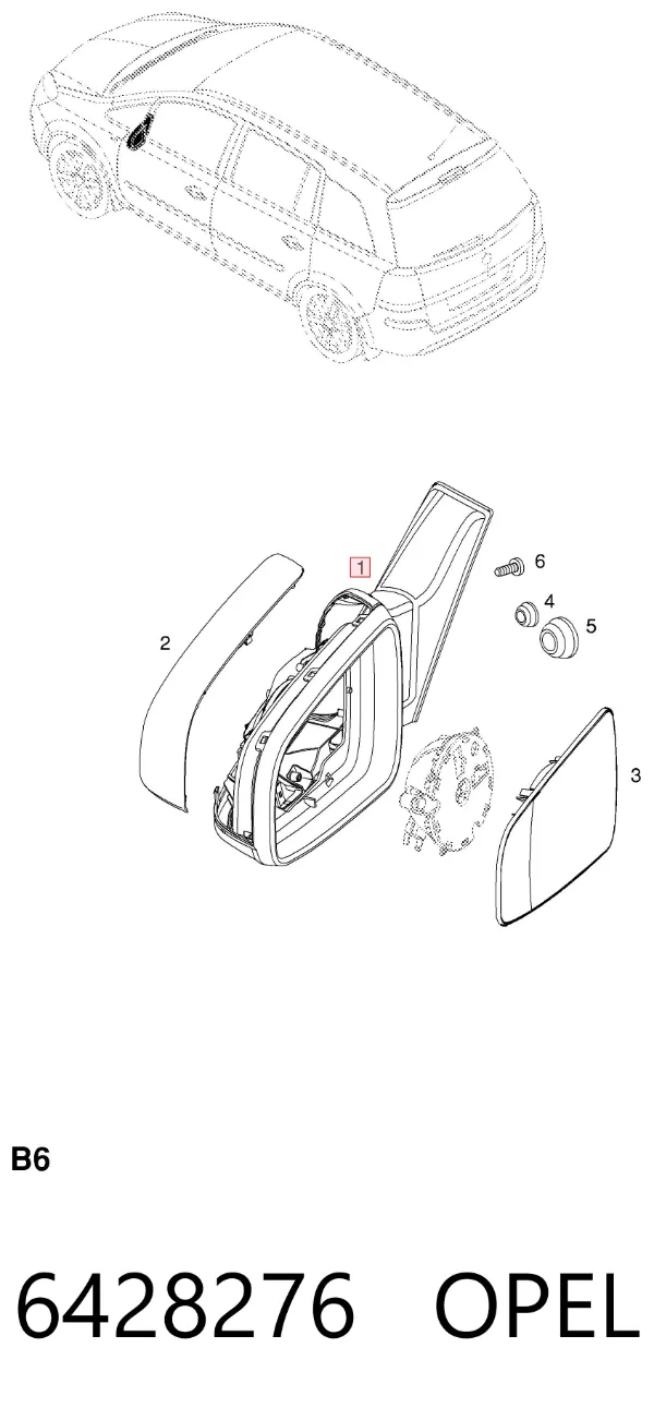 Espejo de retrovisor derecho 6428276 Opel