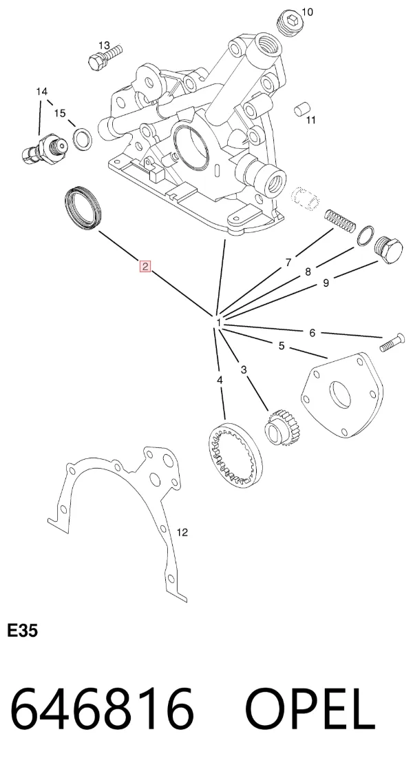 Retén de cigüeñal frontal 646816 Opel