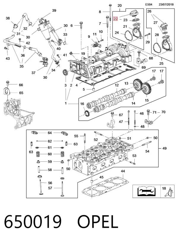 Tapa de aceite de motor 650019 Opel
