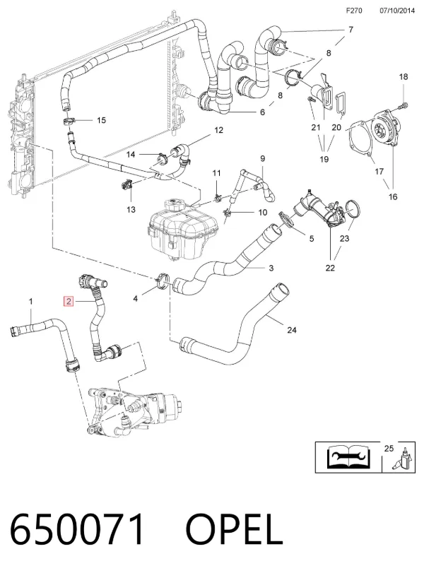 Manguera de retorno del enfriador de aceite 650071 Opel