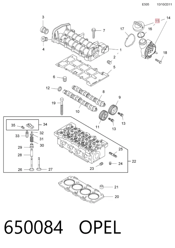 Tapa de aceite de motor 650084 Opel