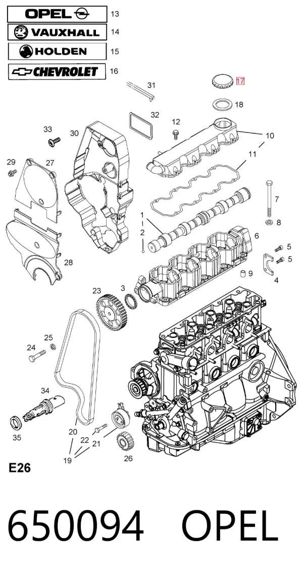 Tapa de aceite de motor 650094 Opel