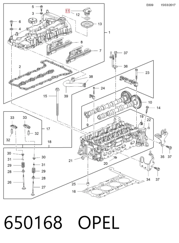 Tapa de aceite de motor 650168 Opel