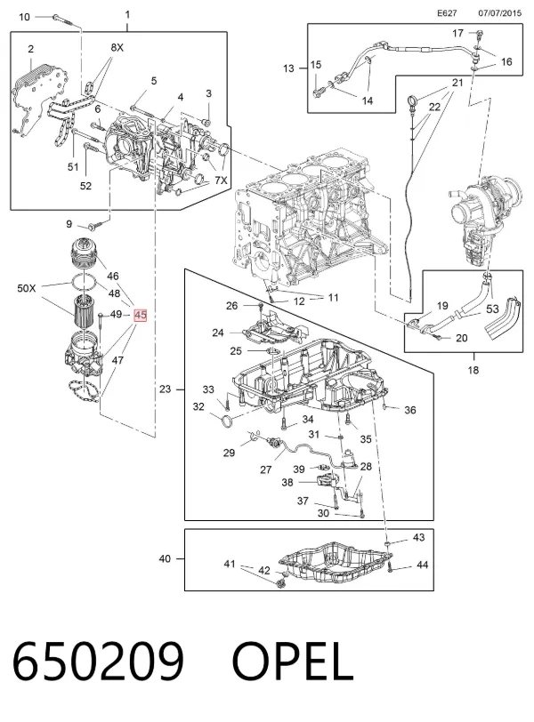 Portafiltro de aceite 650209 Opel